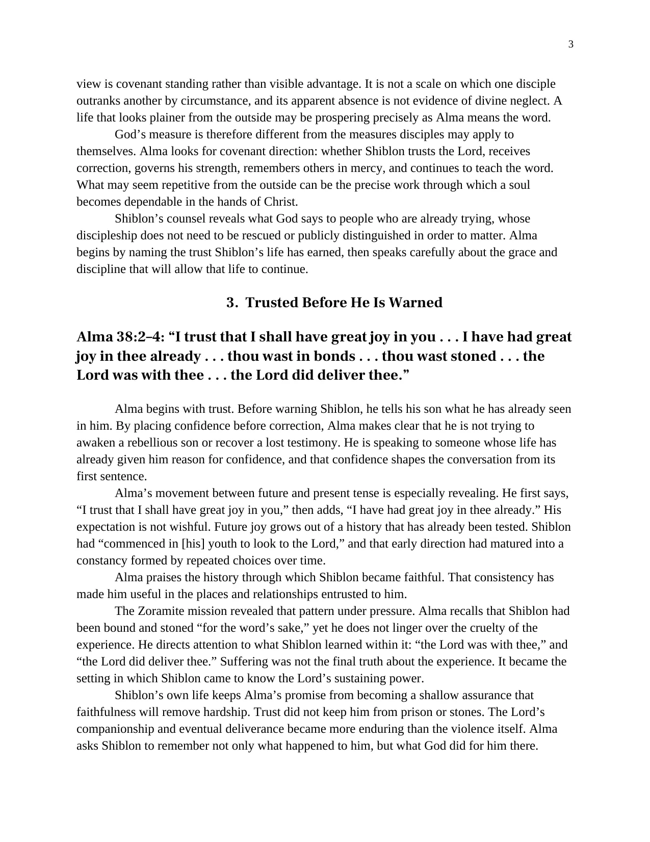 Alma’s Counsel to Shiblon: The Faithful Middle and Continuing in Christ, page 3 of 11