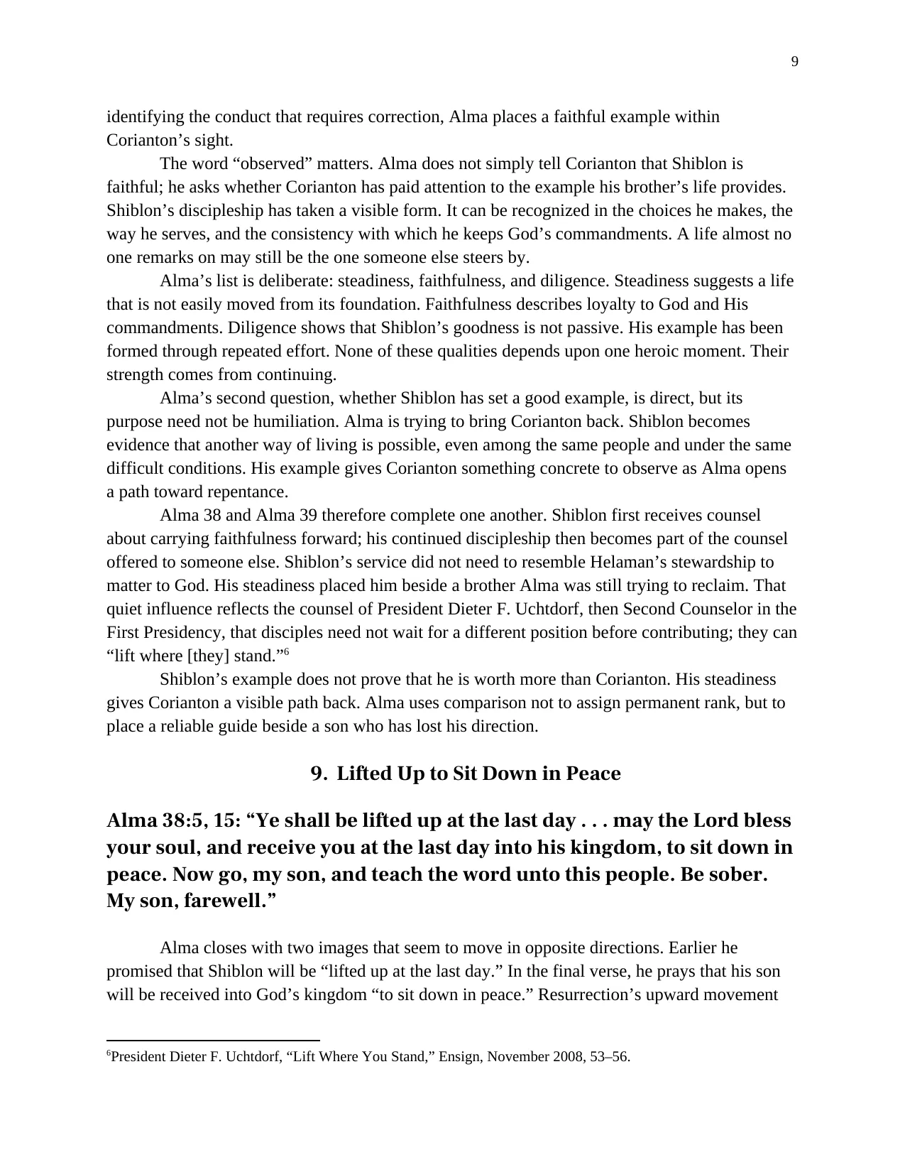Alma’s Counsel to Shiblon: The Faithful Middle and Continuing in Christ, page 9 of 11