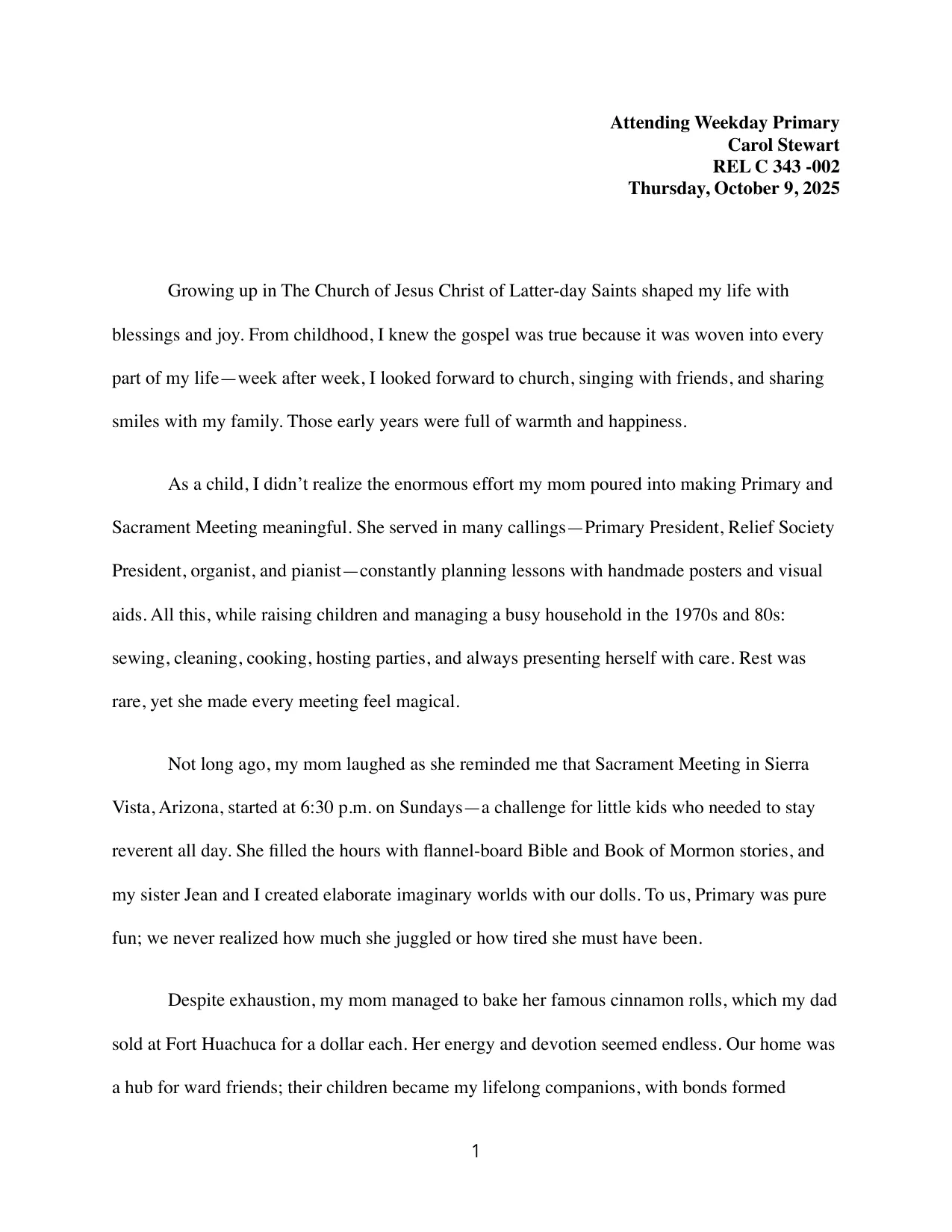Attending Weekday Primary, page 1 of 4