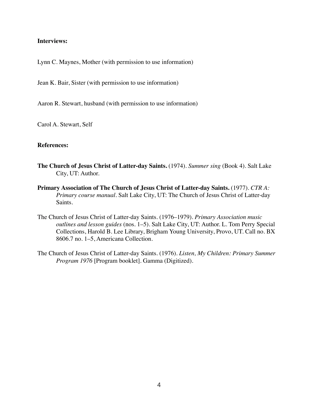 Attending Weekday Primary, page 4 of 4
