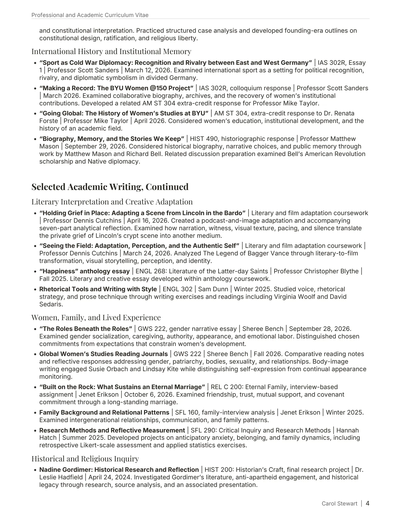 Curriculum Vitae, page 4 of 6