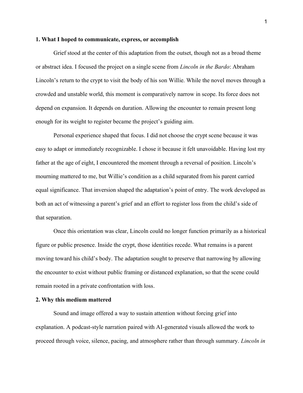 Holding Grief in Place: Adapting a Scene from Lincoln in the Bardo, page 2 of 8