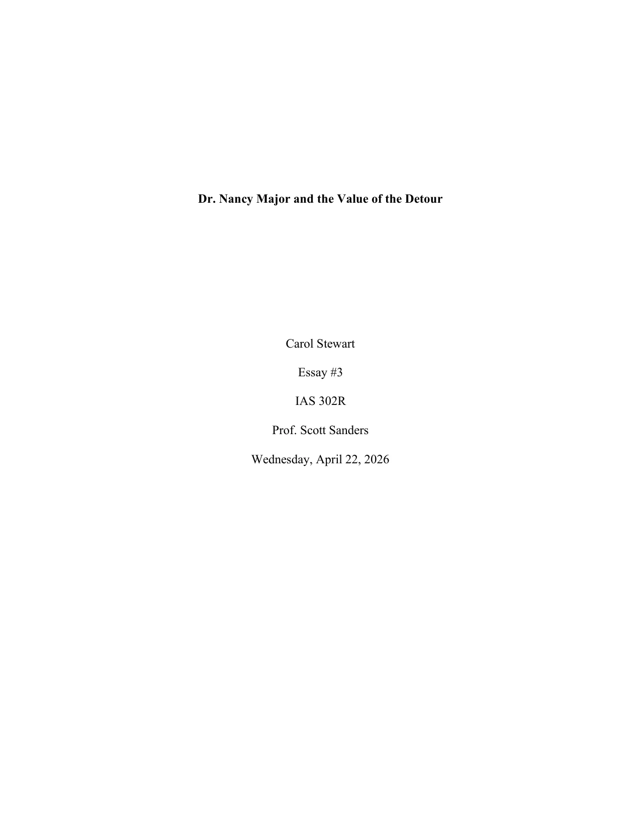 Dr. Nancy Major and the Value of the Detour, page 1 of 6