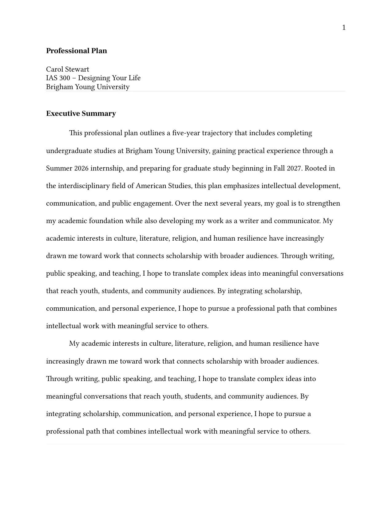 Professional Plan, page 1 of 5