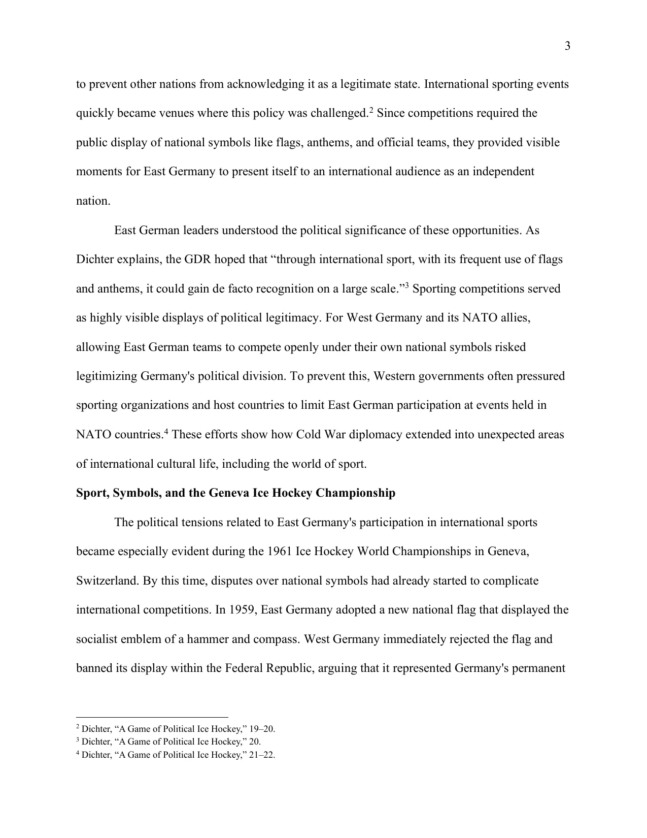 Sport as Cold War Diplomacy: Recognition and Rivalry between East and West Germany, page 3 of 8