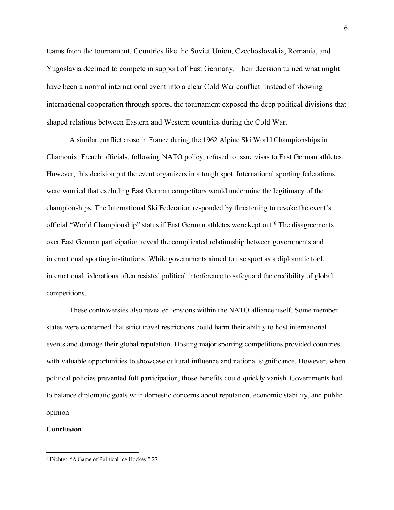 Sport as Cold War Diplomacy: Recognition and Rivalry between East and West Germany, page 6 of 8