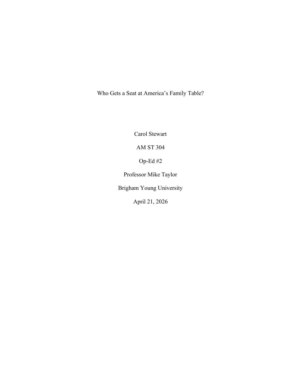 Who Gets a Seat at America’s Family Table?, page 1 of 5